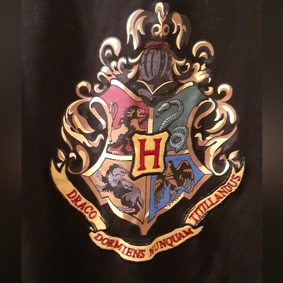 Harry Potter Hogwarts School Crest Black Long Sleeve Pullover size S - Picture 2 of 6